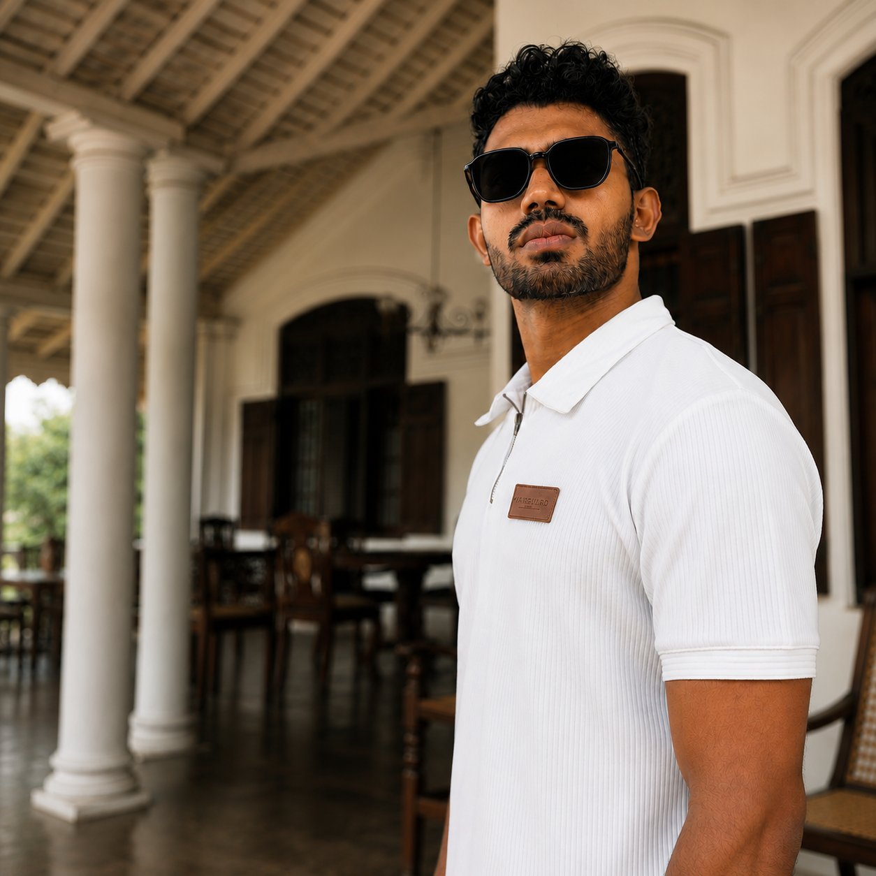 White Zip Polo T-shirt