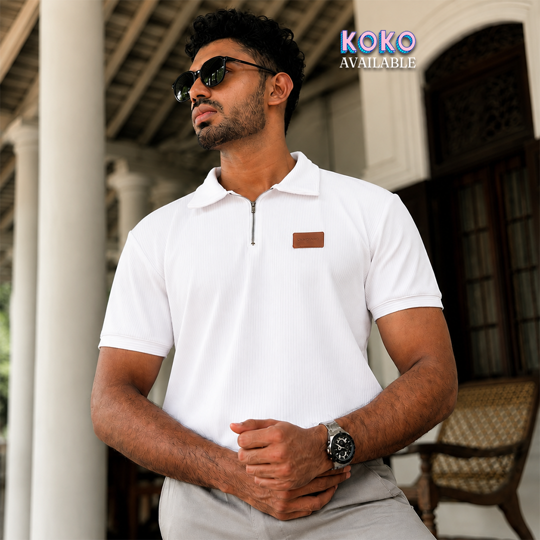 White Zip Polo T-shirt