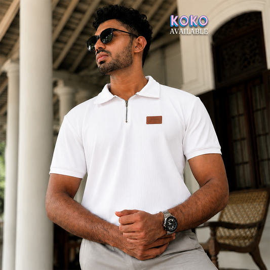 White Zip Polo T-shirt