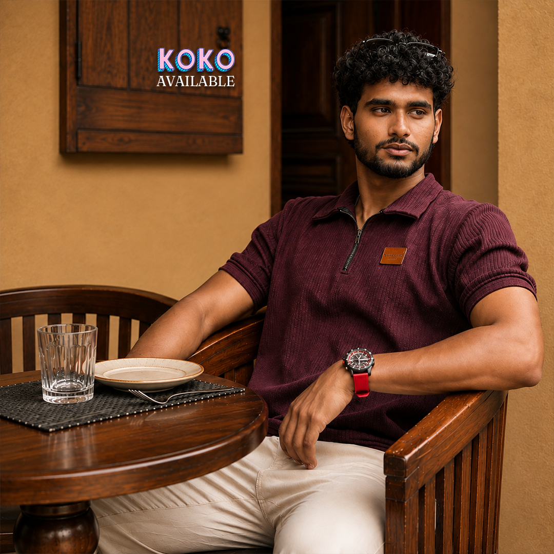 Burgundy Zip Polo T-shirt