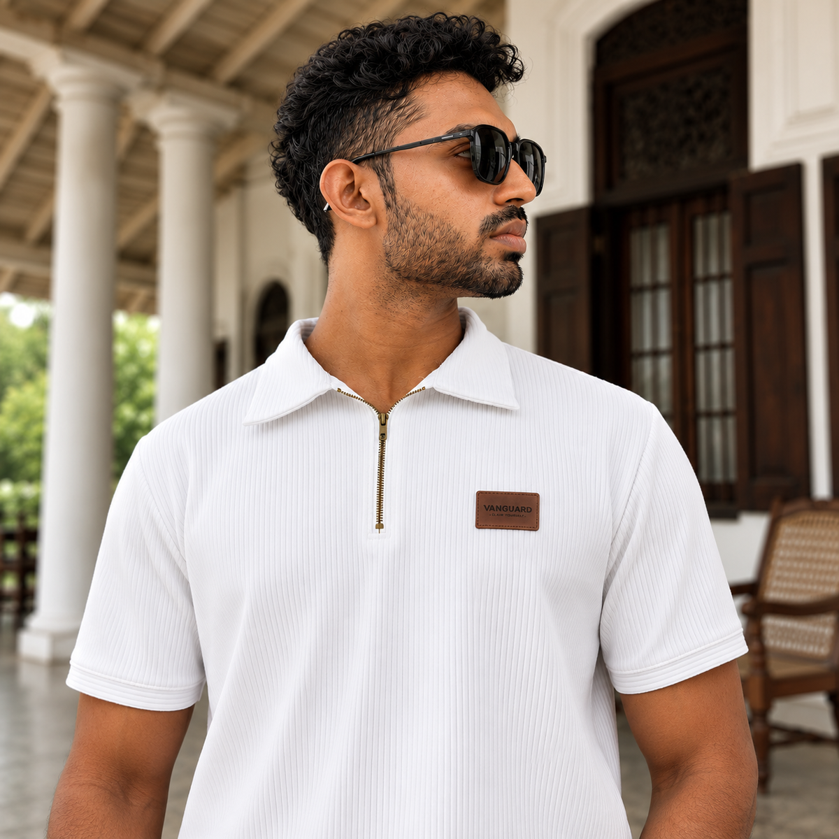 White Zip Polo T-shirt